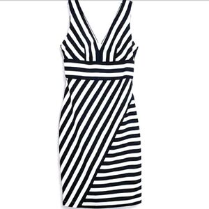 Black and White Asymmetrical Wrap Mini Dress